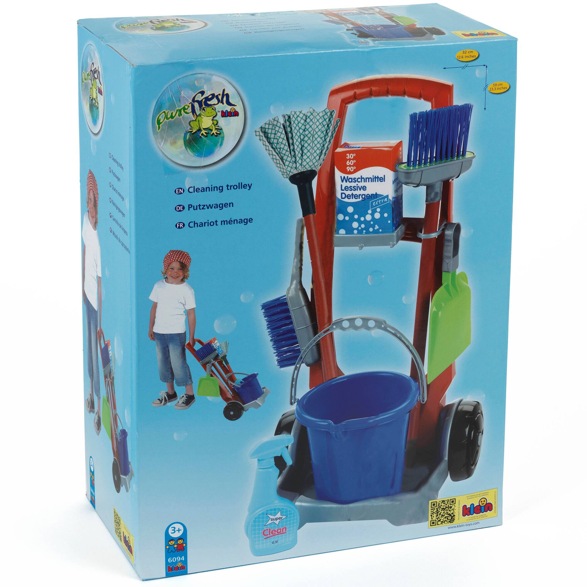 Theo Klein 8 Piece Pretend Play Cleaning Cart Set